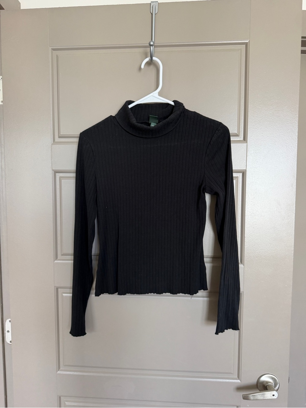 wild fable Black Ribbed Mock Neck Long-Sleeve Top
